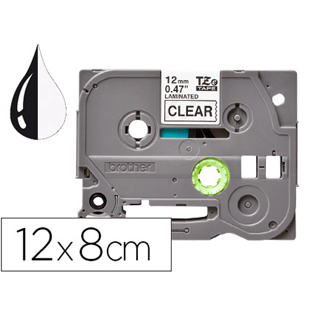 Fita q-connect tze-131 transparente-preta 12mm comprimento 8 mt 1