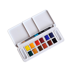 Aguarela daler rowney aquafine travel conjunto com pincel caixa de 12 cores sortidas