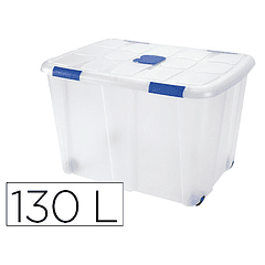 Caixa de armazenagem plasticforte 130 litros nº 16 transparente com tampa 480x740x540 mm