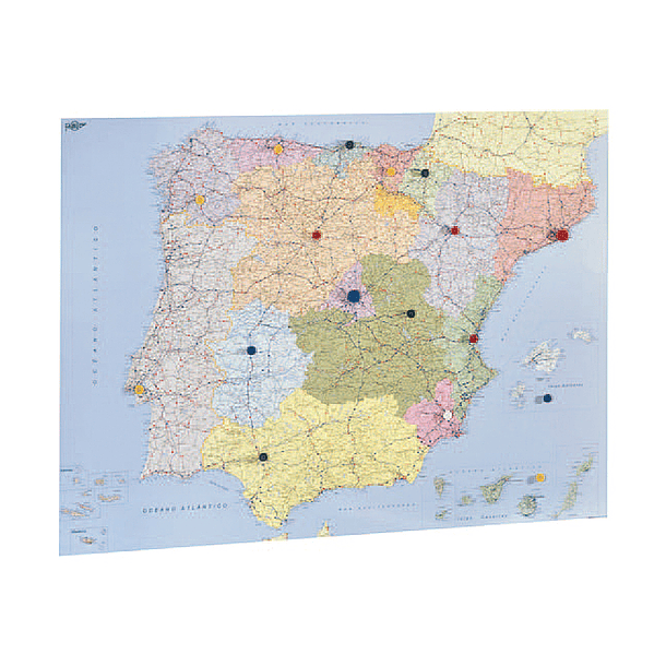 Mapa parede faibo espanha e portugal plastificiado enrolado 98x134 cm