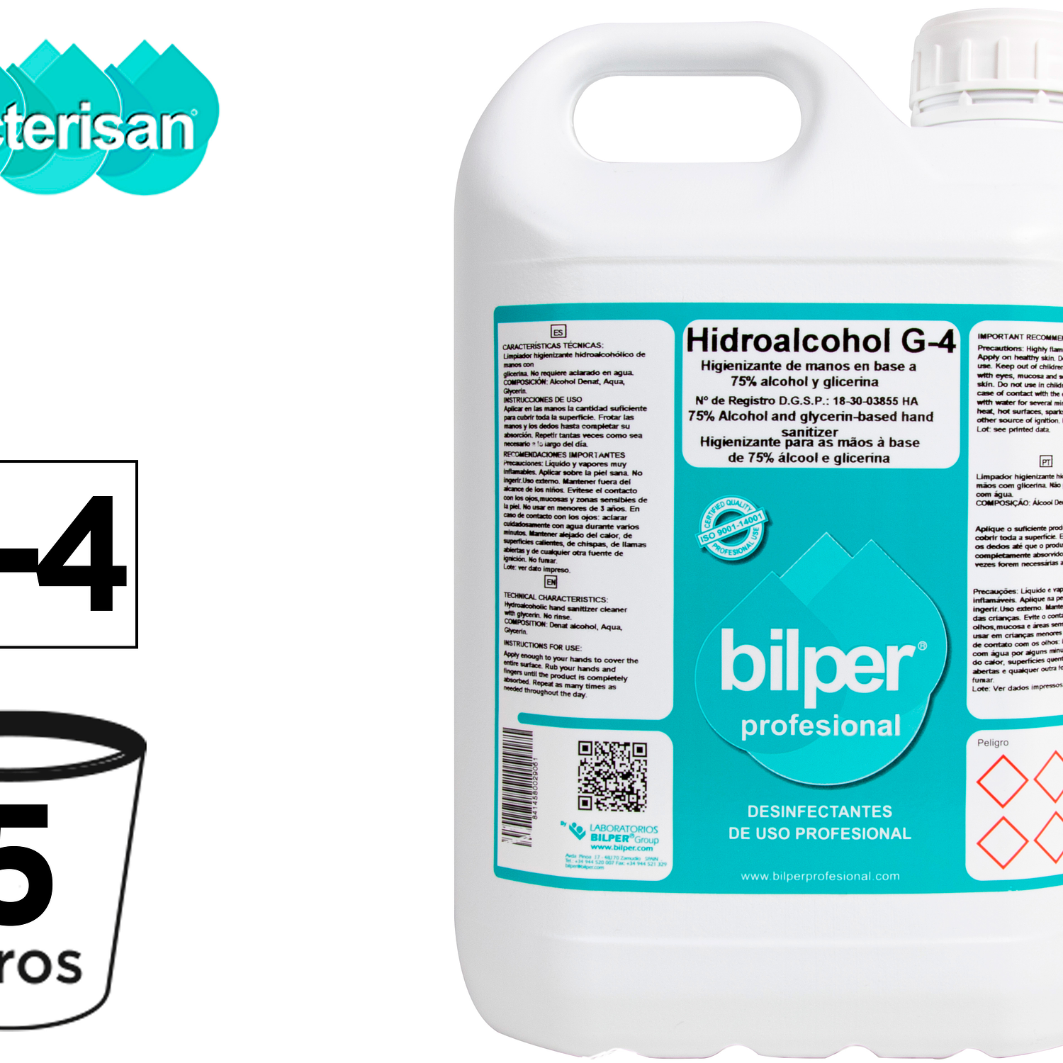 Gel hidroalcóolico higienizante de maos com alcool de origem natural garrafa de 5 litros 3