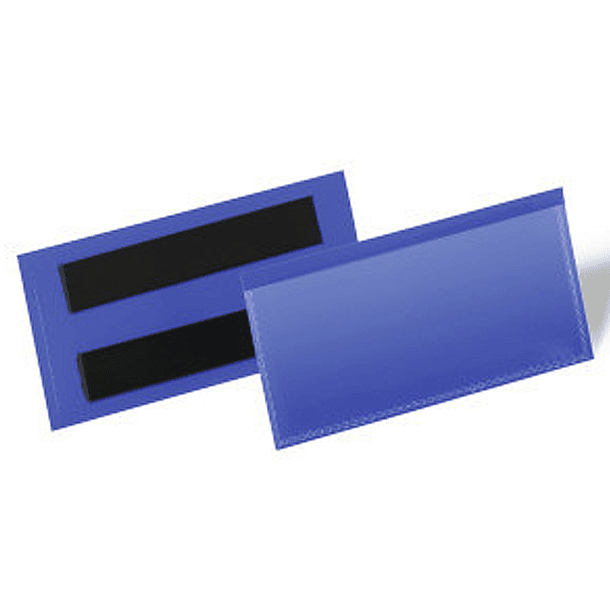 Bolsa durable magnetica 100x38 mm plastico azul janela transparente pack de 50 unidades 2