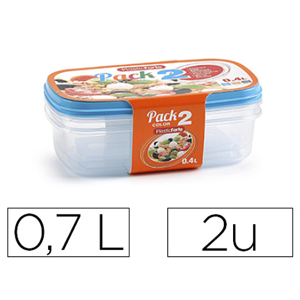 Tupperware plasticforte transparente tampa cor 0,7 litros pack 2 unidades 1