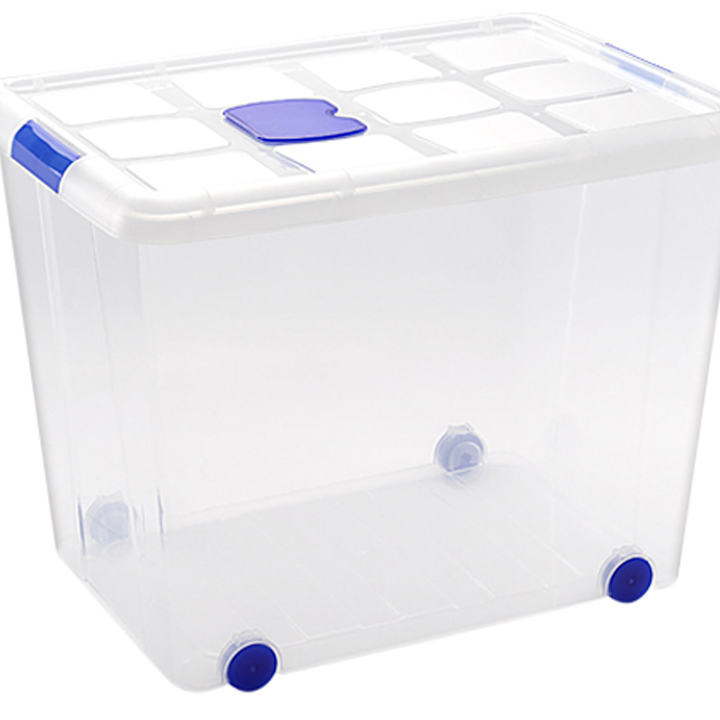 Caixa de armazenagem plasticforte 86 litros nº 8 transparente com tampa 470x620x450 mm 1