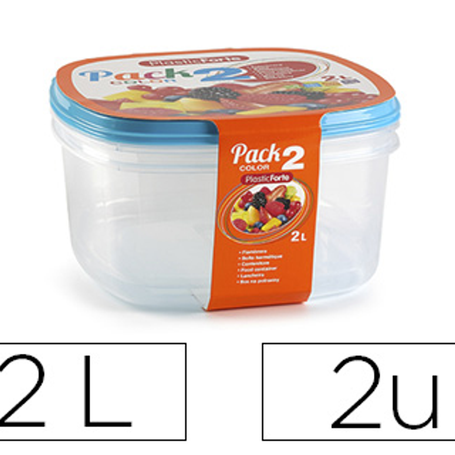 Tupperware plasticforte transparente tampa cor 2 litros pack 2 unidades 1