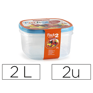 Tupperware plasticforte transparente tampa cor 2 litros pack 2 unidades