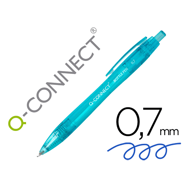 Esferografica q-connect retratil de plastico reciclado 0,7 mm tinta cor azul 1