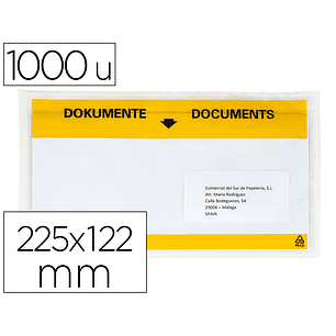 Envelope autoadesivo q-connect porta documentos multilingue 225x122 mm janela totalmente transparente pack de 1000 unida