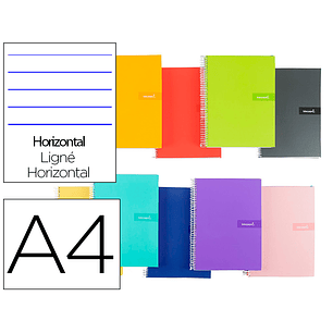 Caderno espiral liderpapel din a4 crafty capa forrada 80f 90 gr pautado 7mm dupla margem cores sortidas