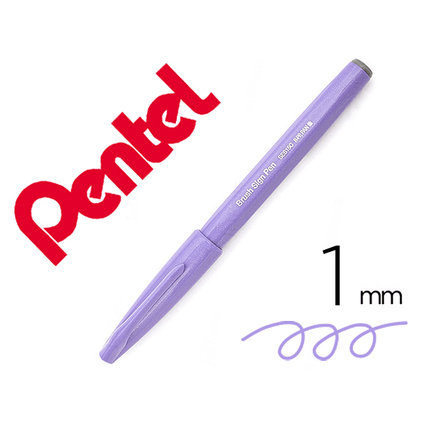 Marcador / pincel pentel touch para caligrafia cor violeta azulado 1