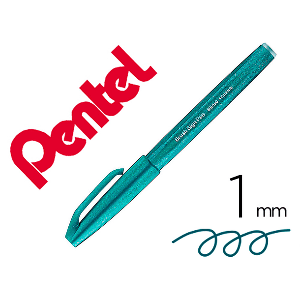 Marcador / pincel pentel touch para caligrafia cor verde turquesa 1