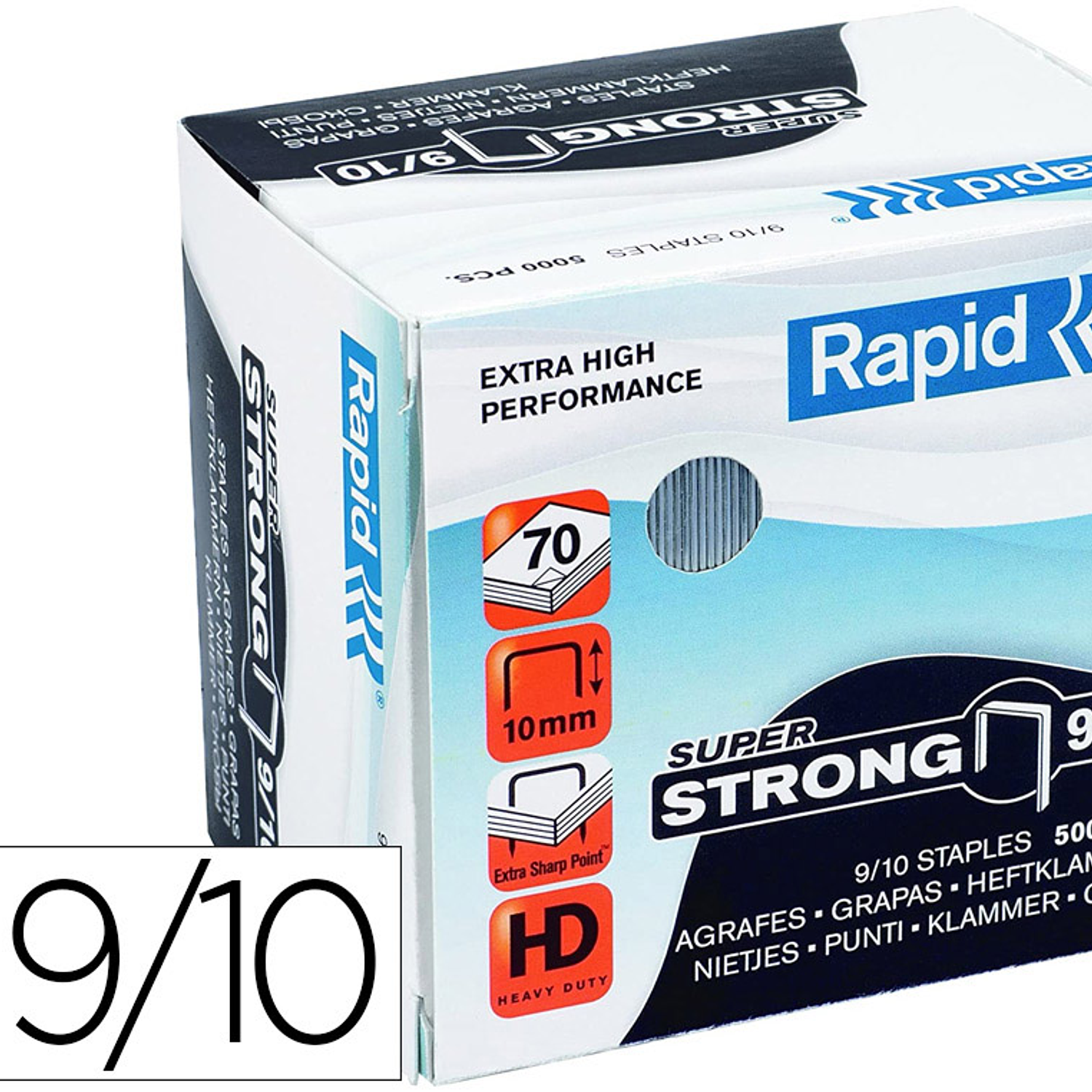 Agrafes rapid super strong galvanizados nº9/10 caixa de 5000 unidades