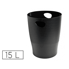 Cesto de papeis exacompta em plastico ecoblack preta 15 litros