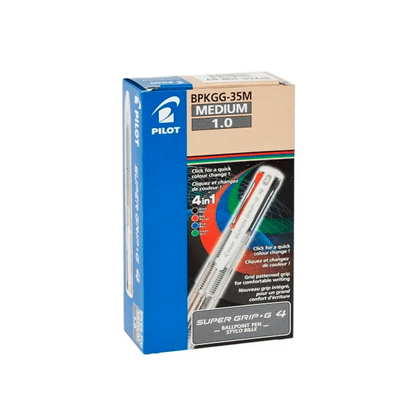 Esferografica pilot supergrip g 4 cores retratil tinta base de oleo corpo cor transparente 2