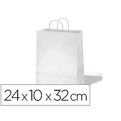 Bolsa de papel basika celulose branca asa retorcida formato \&quot;s\&quot; 240x100x320 mm