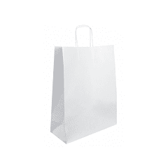 Bolsa de papel basika celulose branca asa retorcida formato \&quot;s\&quot; 240x100x320 mm