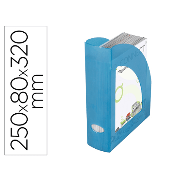 Porta revistas plastico q-connect azul translucido 1