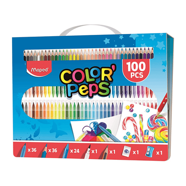 Estojo de pintura maped color peps kit 100 peças sortidas 1