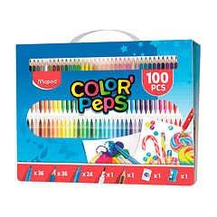 Estojo de pintura maped color peps kit 100 peças sortidas