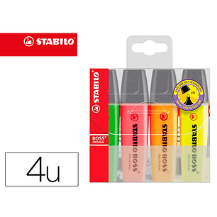 Marcador stabilo boss fluorescente 70 estojo de 4 unidades cores sortidas