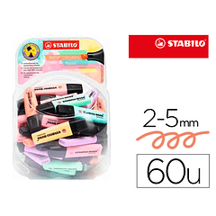 Marcador stabilo boss fluorescente 70 pastel expositor boiao de 60 unidades cores sortidas