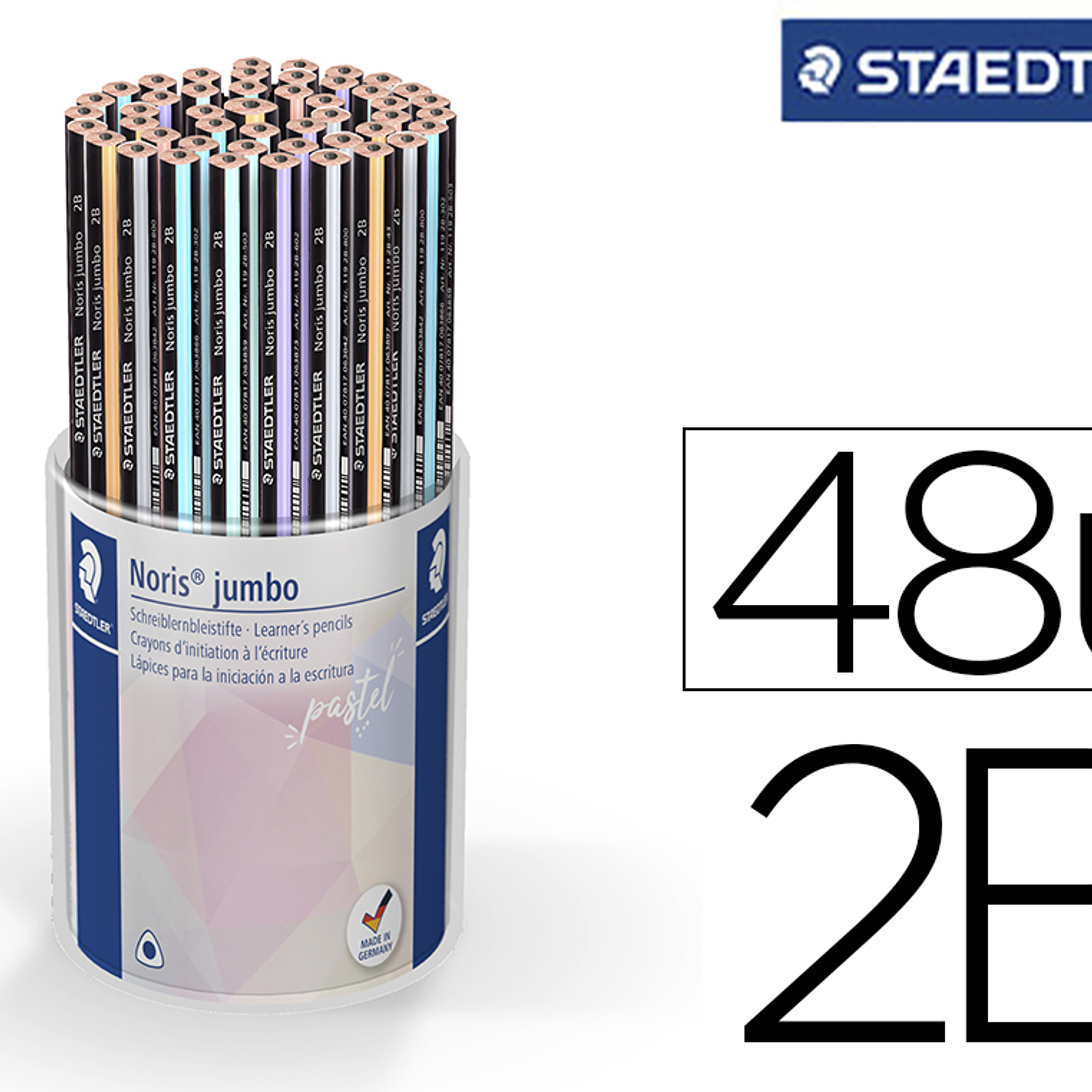 Lapis de grafite staedtler 119 triplus 2b cor pastel frasco de 48 unidades cores sortidas