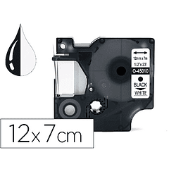 Fita q-connect 1000 preta-branca 12mm x 7mt d1