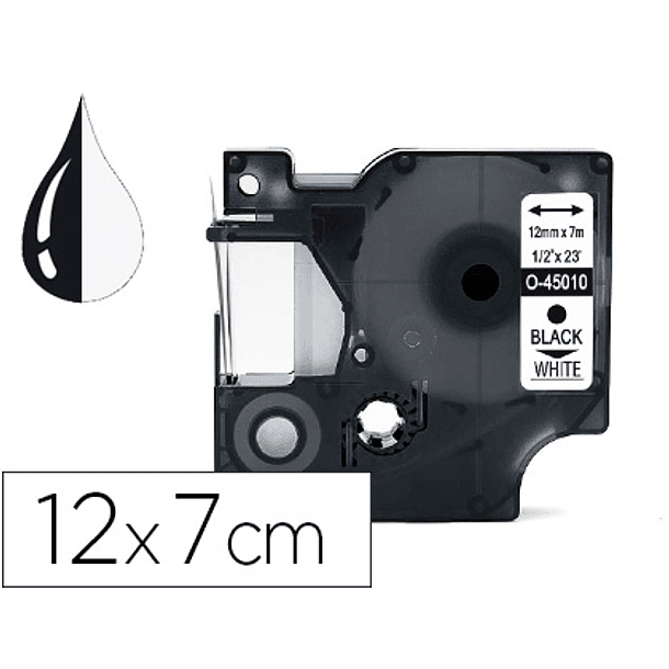 Fita q-connect 1000 preta-branca 12mm x 7mt d1 1