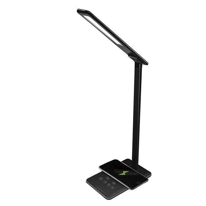 Candeeiro de escritorio q-connect profissional abs 48 leds 5 w sensor 5 niveis carregador wireless cor preto 1