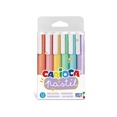 Marcador carioca fluorescente pastel blister de 6 cores sortidas