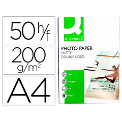 Papel q-connect foto mate dupla face din a4 para fotocopiadoras e impressoras a tinteiro pack de 50 folhas 220 gr