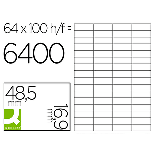 Etiqueta adesiva q-connect kf11207 formato 48,5x16,9 mm fotocopiadora a laser e tinteiro caixa com 100 folhas din a4