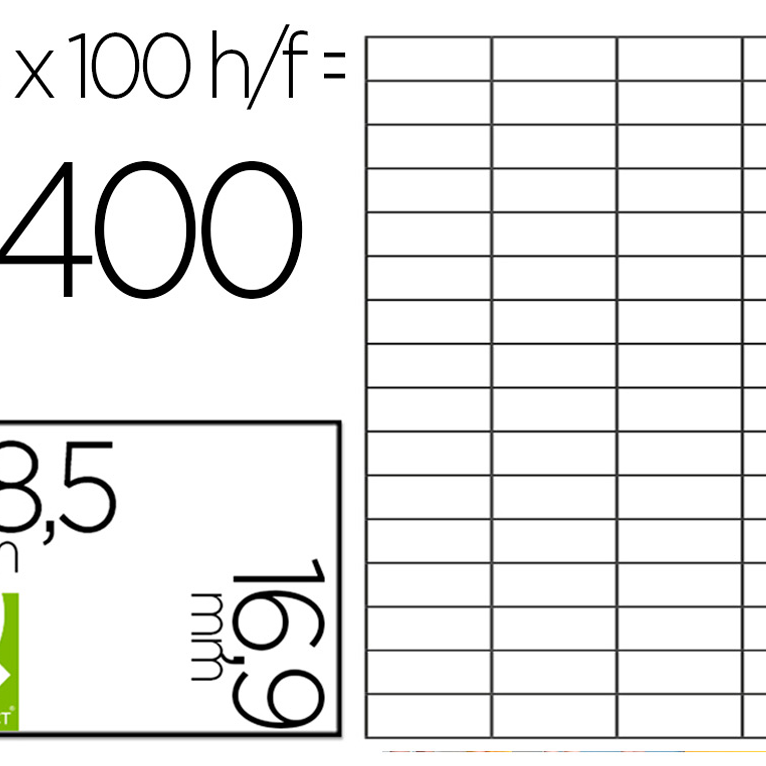 Etiqueta adesiva q-connect kf11207 formato 48,5x16,9 mm fotocopiadora a laser e tinteiro caixa com 100 folhas din a4 1