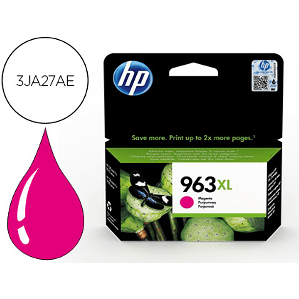 Tinteiro hp 963 xl officejet pro 9010 / 9020 / 9022 / 9023 / 9025 magenta 1600 paginas 1