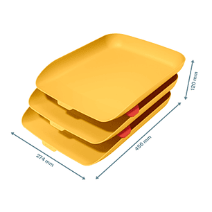 Tabuleiro de secretaria em plastico leitz cosy conjunto de 3 unidades amarelo