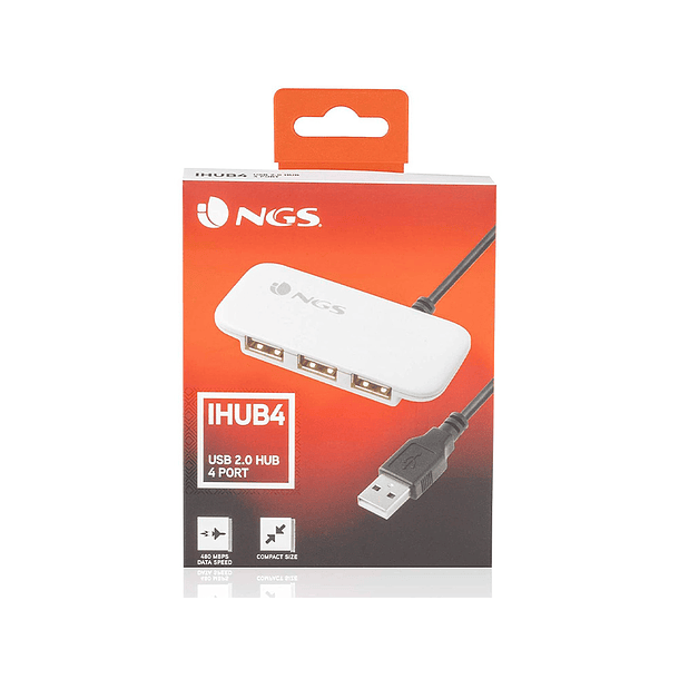 Hub usb 2.0 ngs ihub con 4 puertos color blanco 8