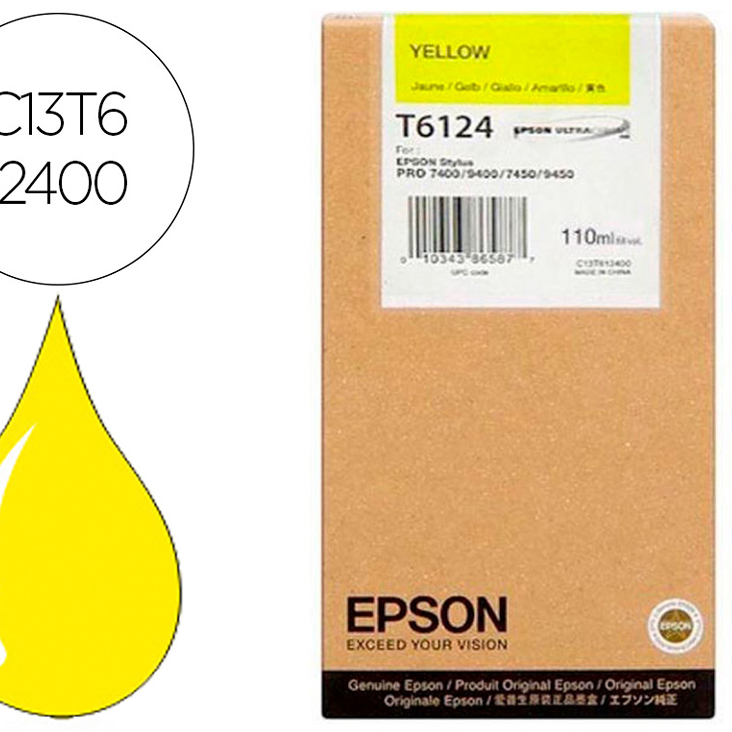 Tinteiro epson gf stylus photo 7450/9450 amarelo alta capacidade 1