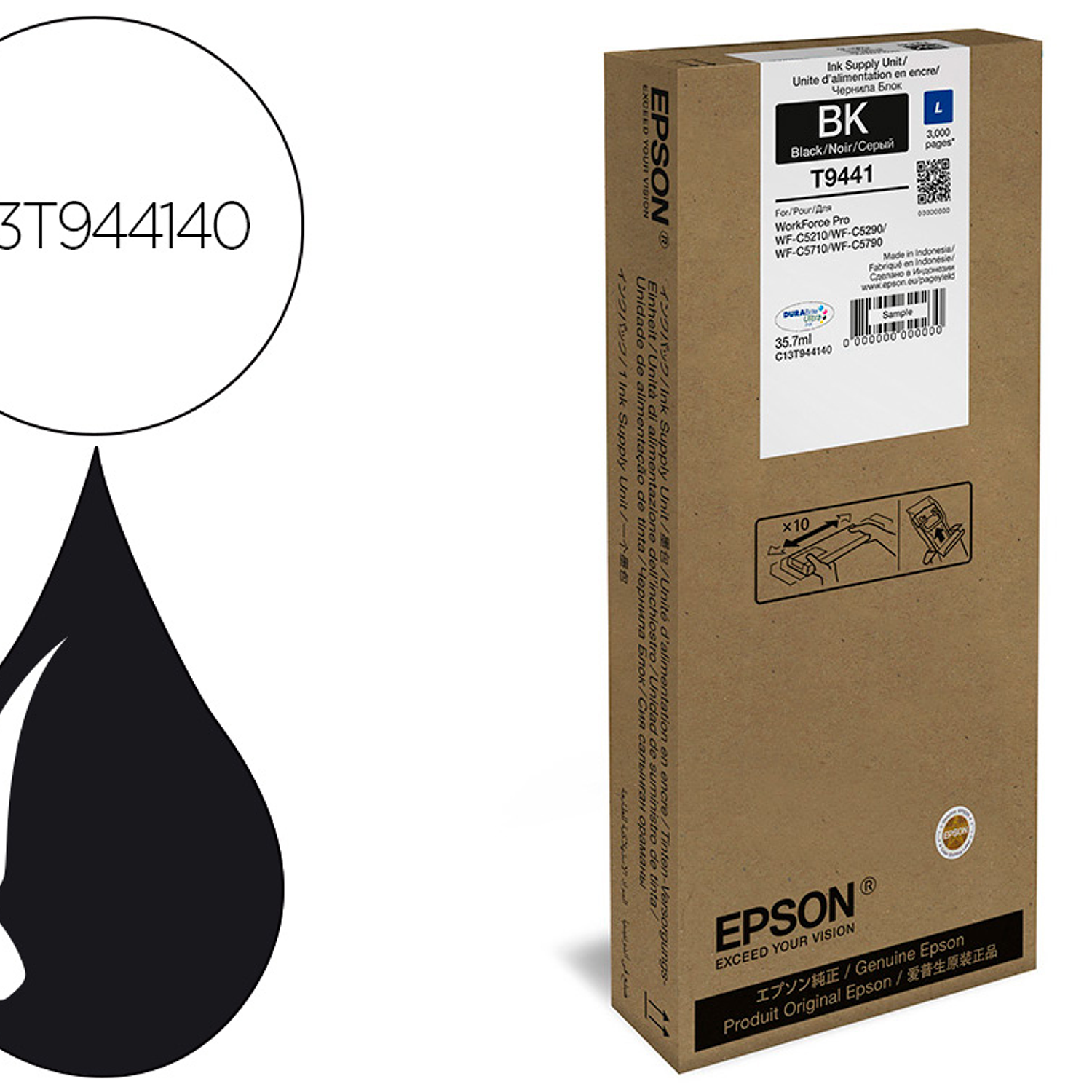 Tinteiro epson wf-c5xxx series ink l preto 3000 3