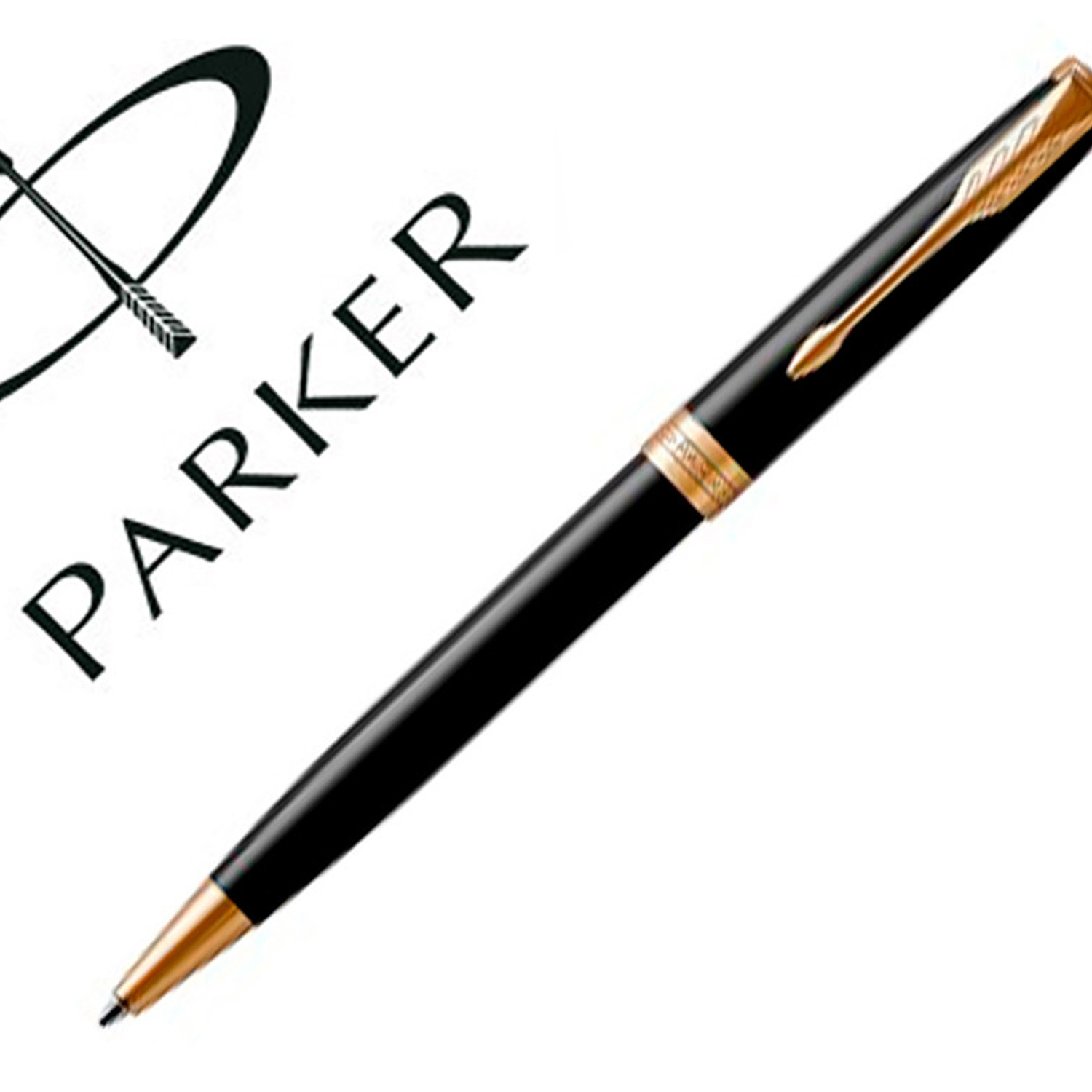 Conjunto parker sonnet preto gt esferografica + porta cart es 2