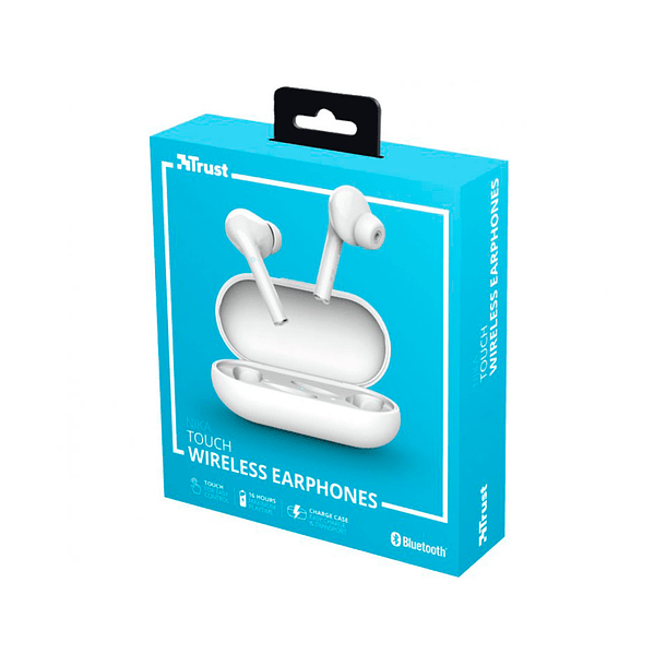 Auricular trust nika sem fios bluetooth com estojo de carregamento cor branco 7