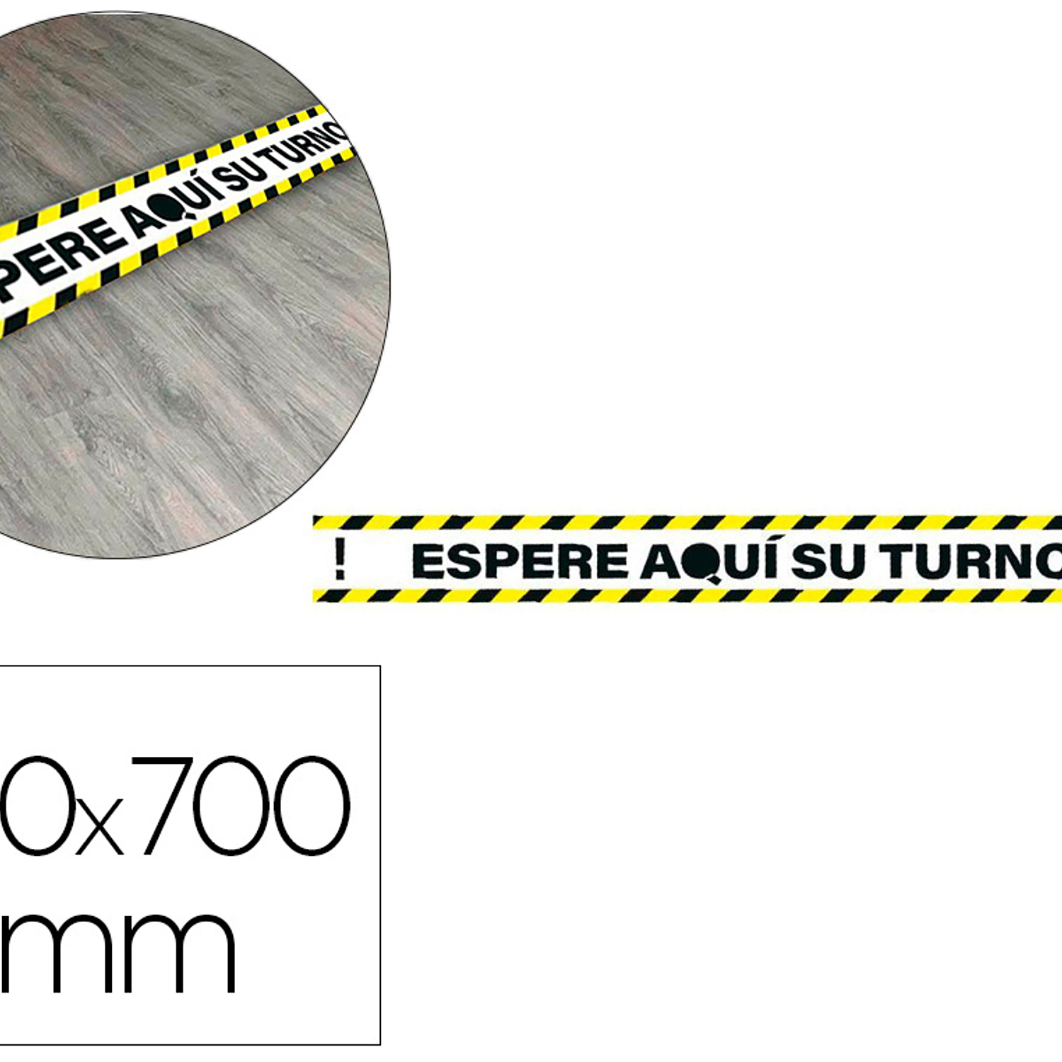 Pictograma archivo 2000 espere pelo seu turno mantenha a distancia de seguranca vinil adesivo amarelo 100x700 mm 2