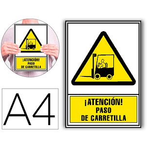 Pictograma archivo 2000 atencao passagem de empilhadoras pvc amarelo luminiscente 210x297 mm