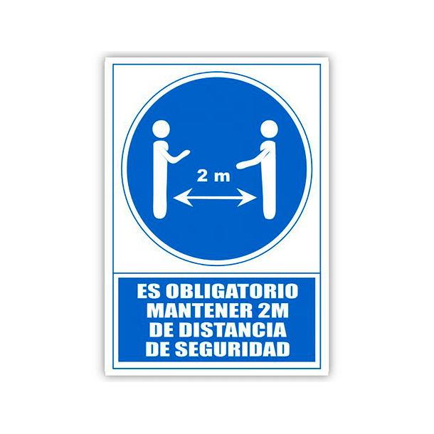 Pictograma archivo 2000 obrigatorio manter 2 m de distancia de seguranca pvc cor azul 210x297 mm 1