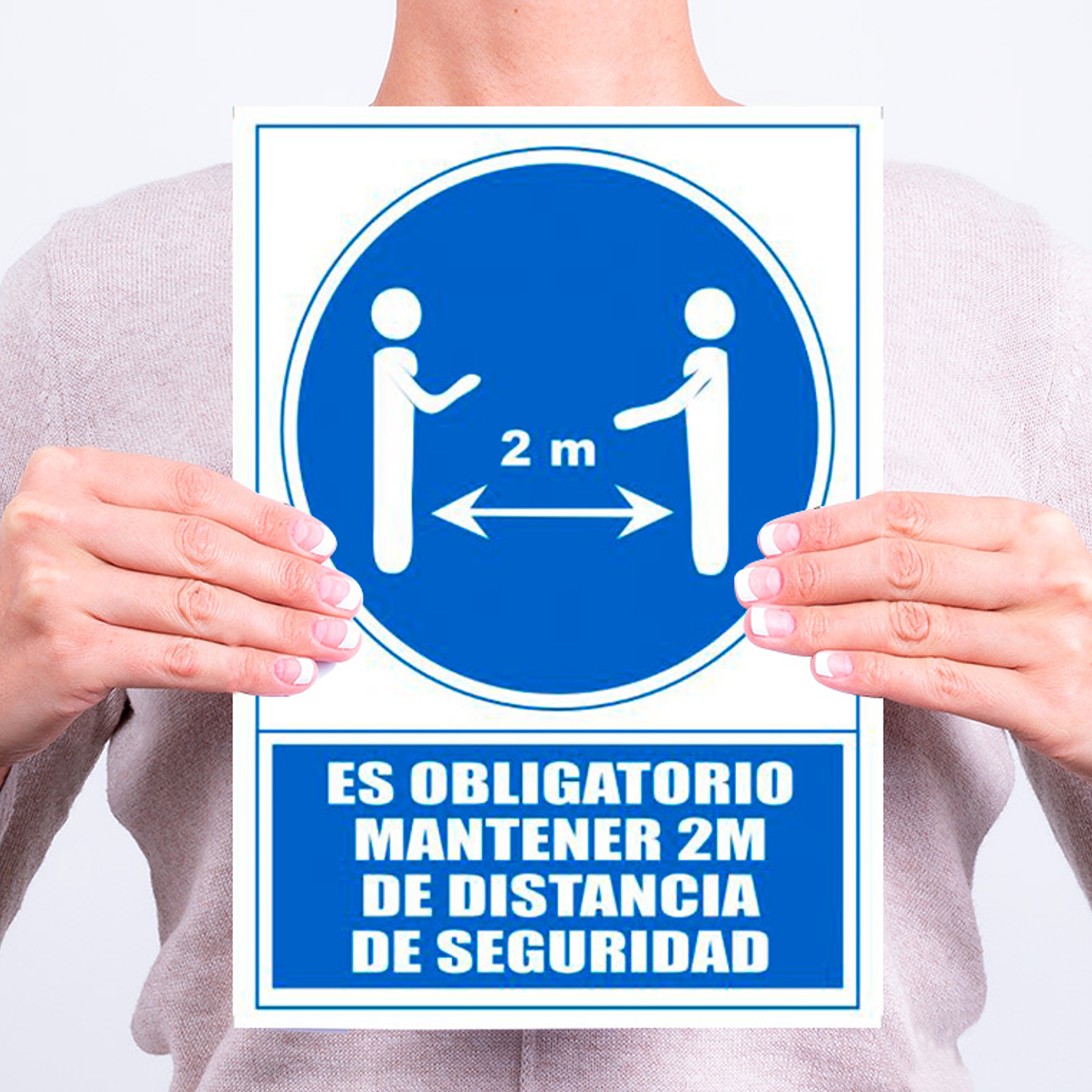 Pictograma archivo 2000 obrigatorio manter 2 m de distancia de seguranca pvc cor azul 210x297 mm 2