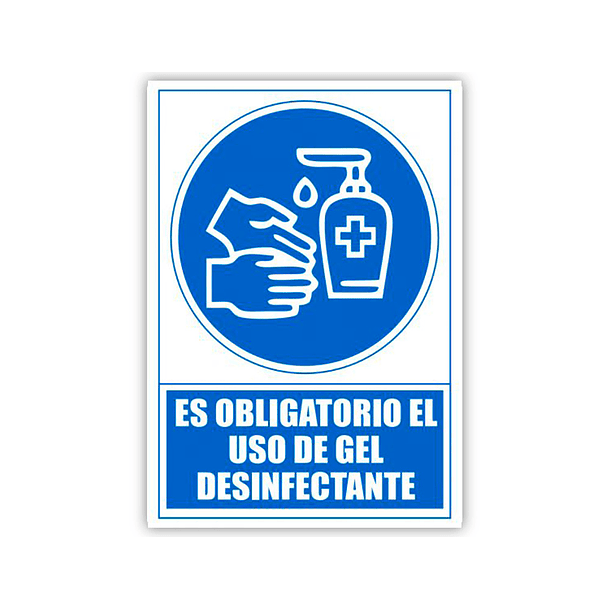 Pictograma archivo 2000 obrigatorio o uso de gel desinfetante pvc cor azul 210x297 mm 1