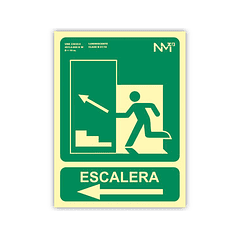 Pictograma archivo 2000 saida emergencia escada subir esquerda pvc verde luminiscente 224x300 mm