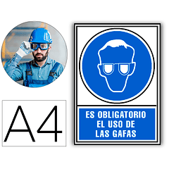 Pictograma archivo 2000 obrigatorio uso de oculos pvc azul luminiscente 210x297 mm