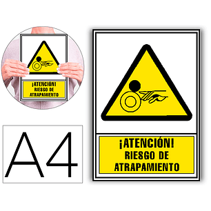 Pictograma archivo 2000 atencao risco de aprisionamento pvc amarelo luminiscente 210x297 mm