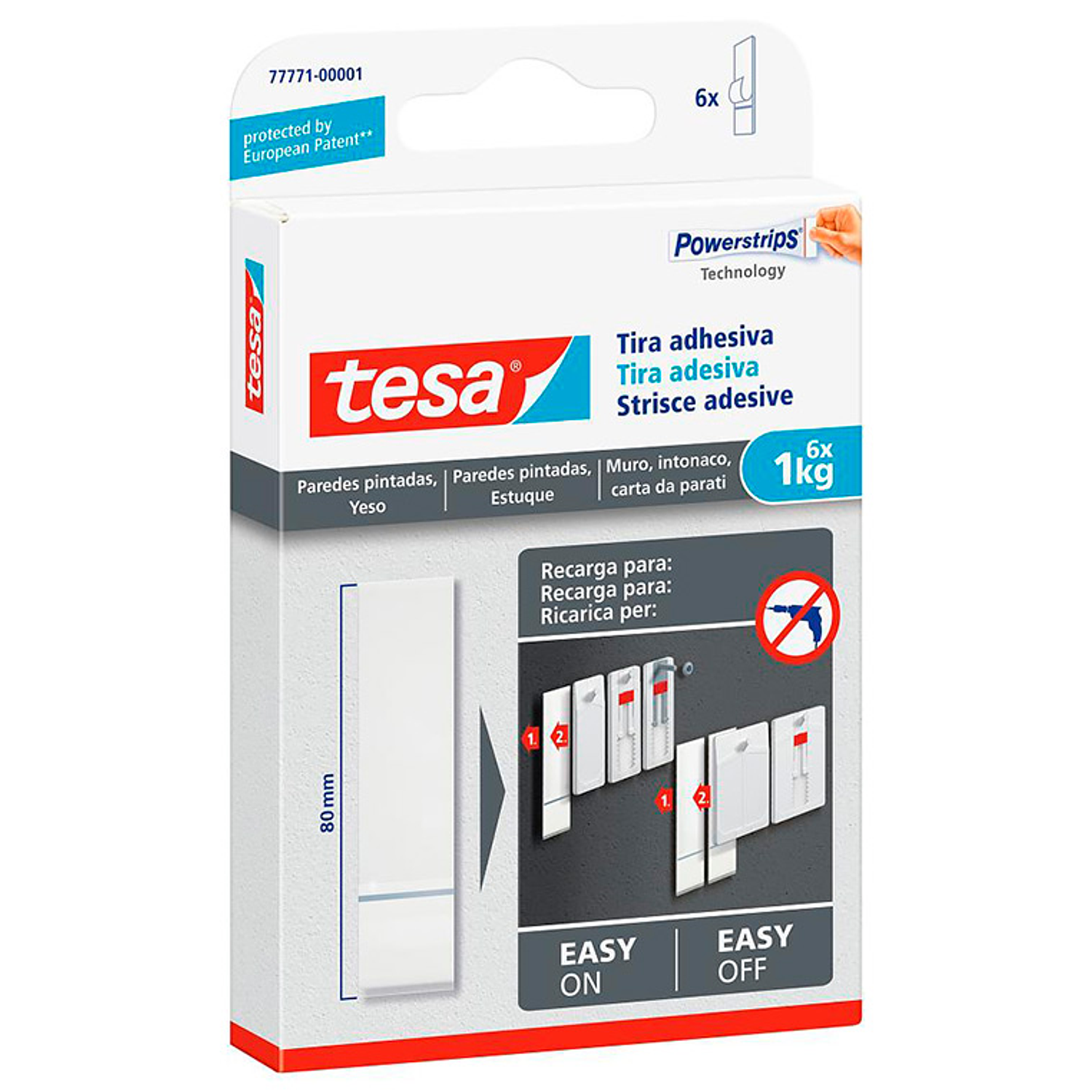 Tira autoadesiva tesa dupla face powerstring transparente fixacao ate 1 kg recarga blister de 6 unidades 2