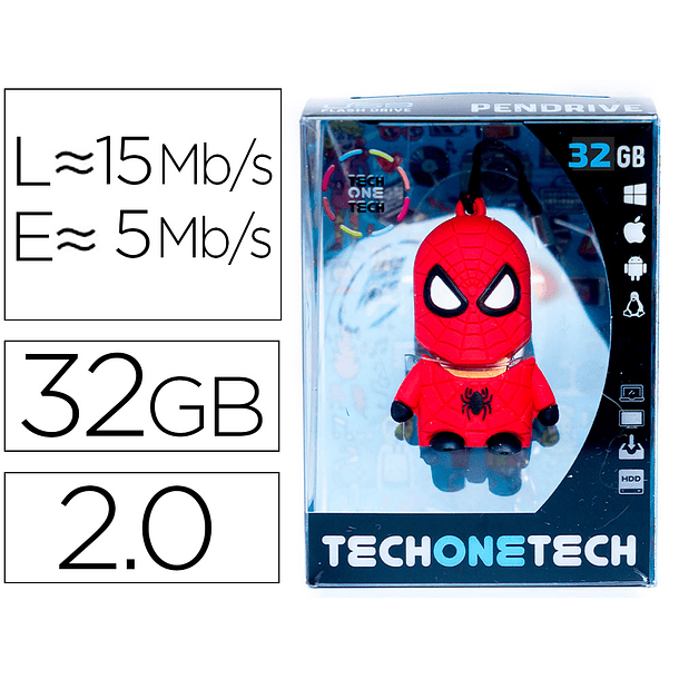 Pen drive usb tech one tech spider-man 32 gb 1